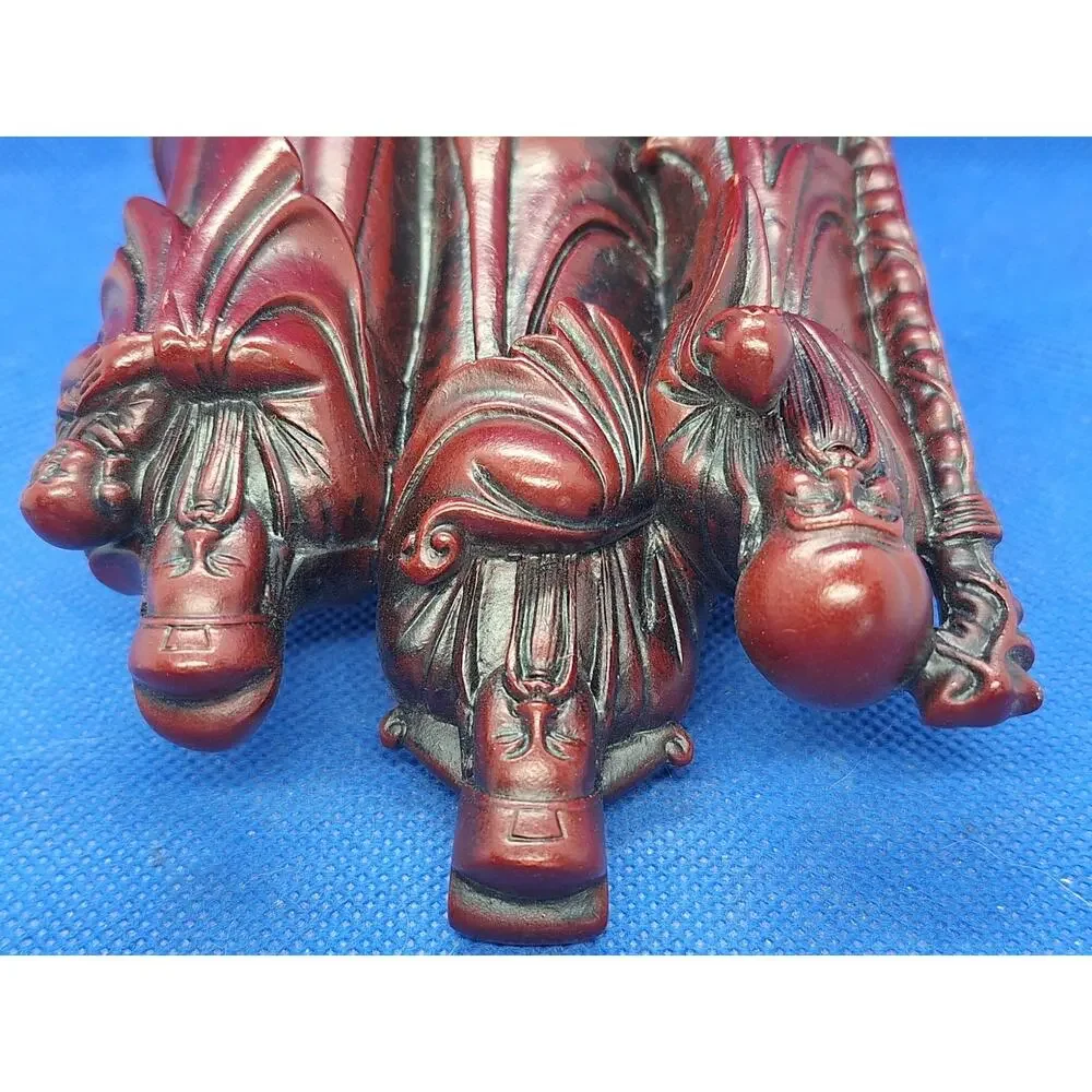 Chinese Three Star Gods Fu Lu Shou Cinnabar Style Resin Figurine 4